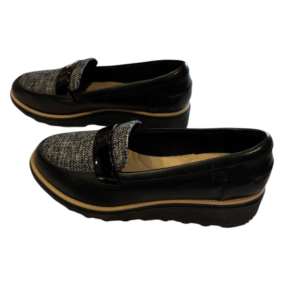 Clarks Women’s Black & Gray Sharon Gracie Penny Loafer Size 7.5